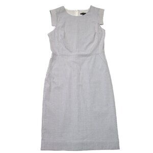 NWT J.Crew Resume Sheath in Grey White Stripe Stretch Seersucker Dress 10 $168
